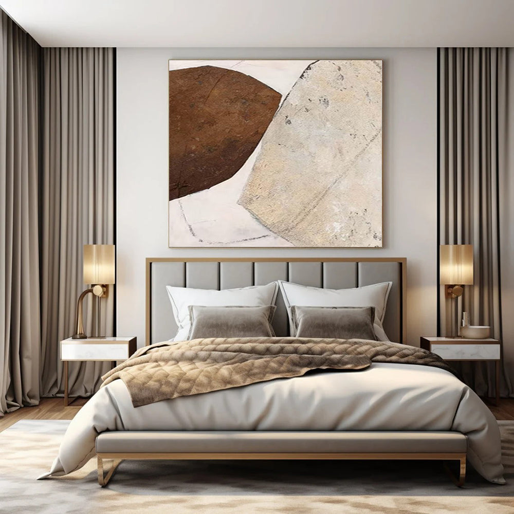 “Brown - Beige Textured Abstract” - Earthy Abstract Painting On Canvas PS0171