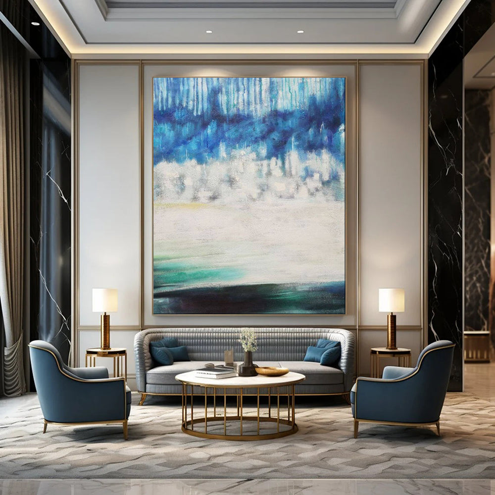 “Blue - White Abstract Forest” - Abstract Landscape Painting On Canvas PT1974