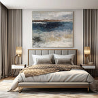 Gray, Blue, Brown with Abstract Coastal Hues "Coastal Mist" Abstract Painting On Canvas PS1319