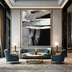 “Monochrome Drip Textures” - Black & White Contrast with Dripping Effects Painting On Canvas DS193