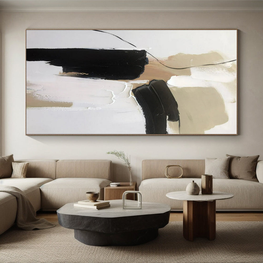 Black, White, Beige Minimalist Forms “Neutral Harmony” - Painting On Canvas PS0803