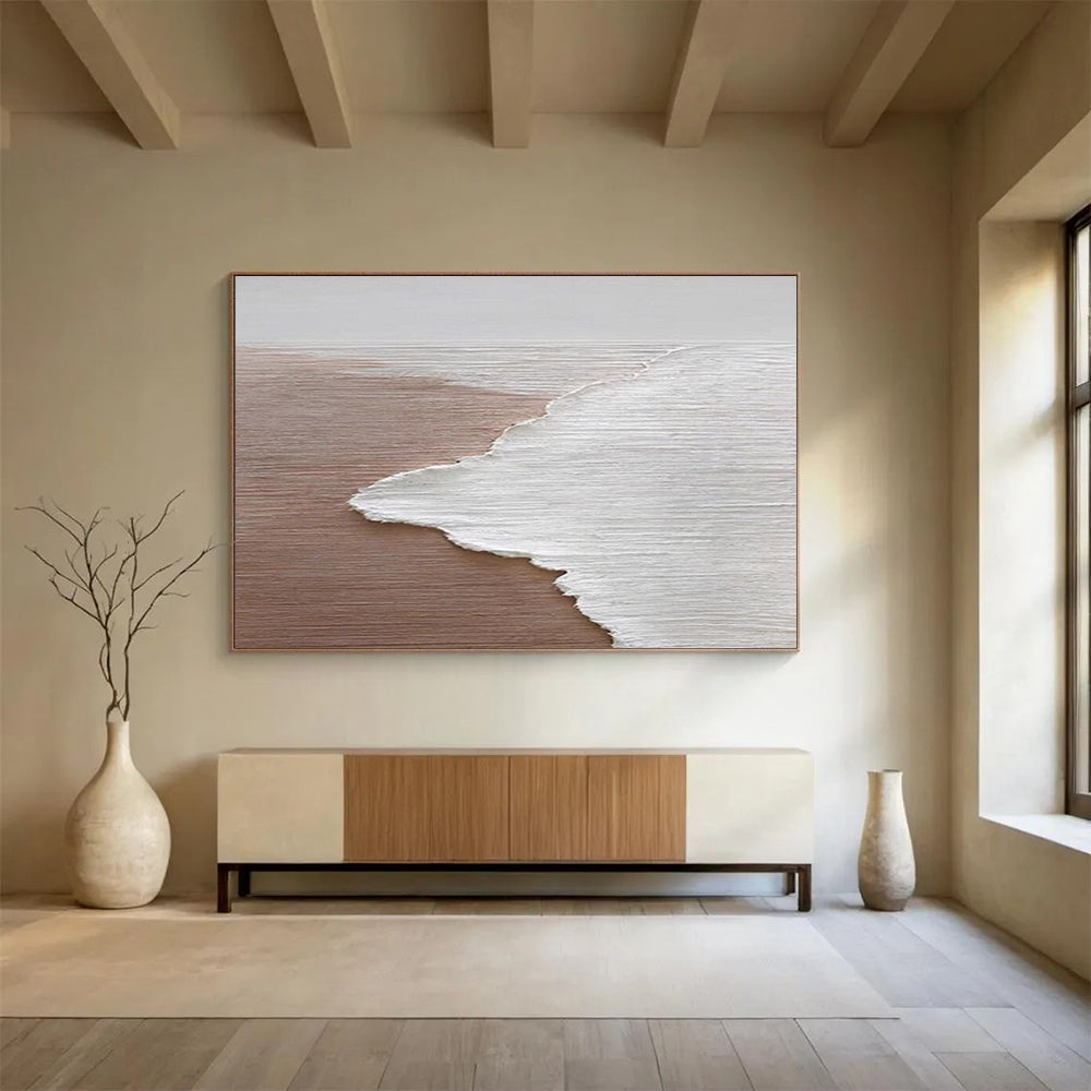 “Minimalist Beach Wave” - Serene Landscape Painting On Canvas PT178