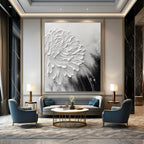 “Textured White Flower” - Impasto Minimalist Painting On Canvas PT2216