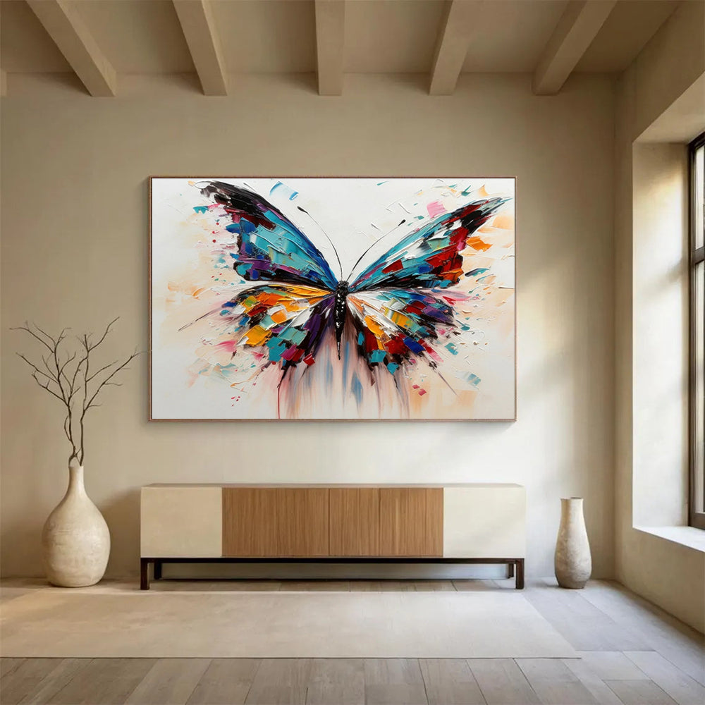 “Colorful Butterfly Wings” - Impasto Insect Painting On Canvas PT054