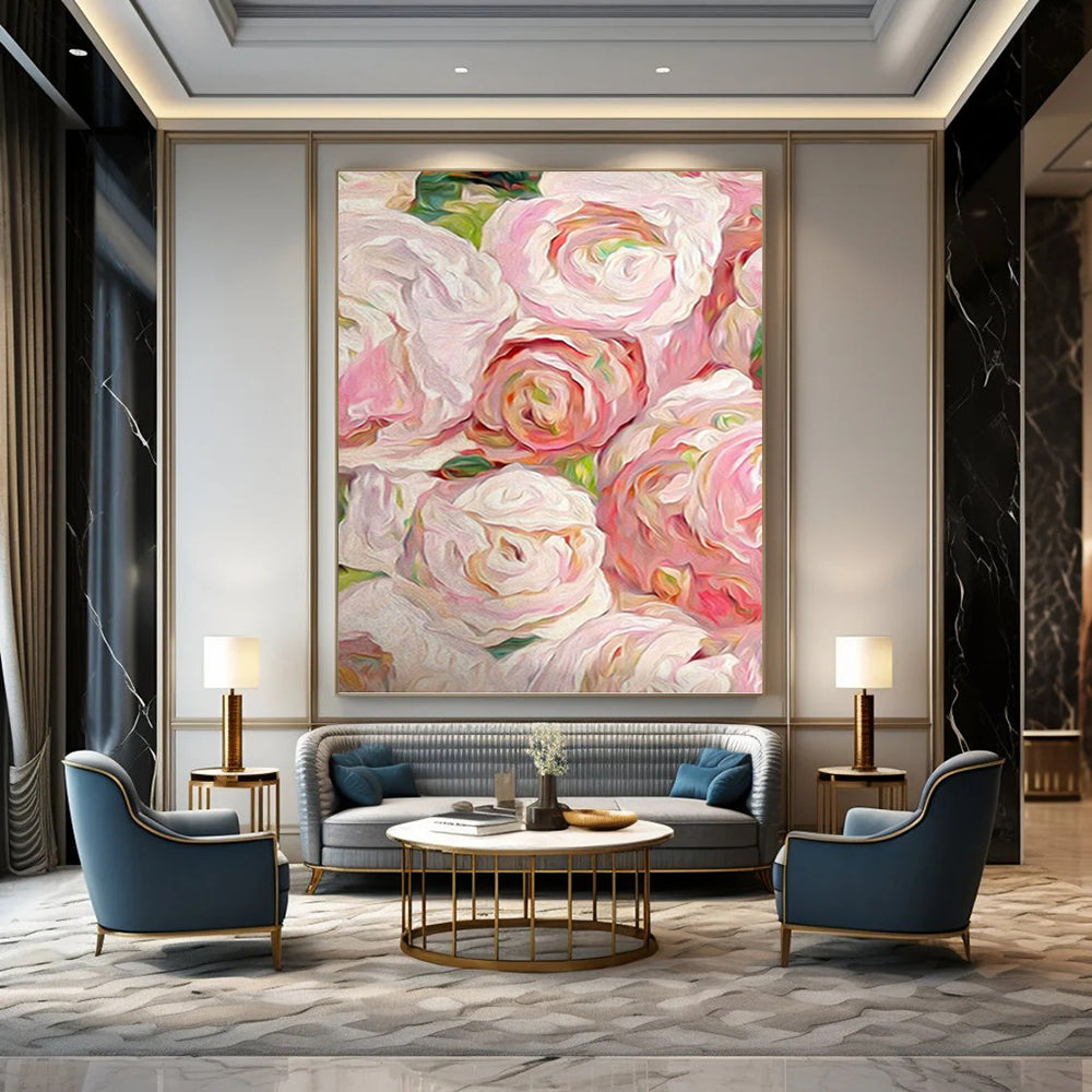 “Pink and White Floral Impressionist Painting” - Botanical Impressionism On Canvas PT0983