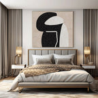 Black, White and Beige with Organic Shapes "Intimate Embrace" Abstract Painting On Canvas PS1134