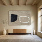 “Minimalist Black, White, and Beige Shapes” - Geometric Abstract - Painting On Canvas PT1789