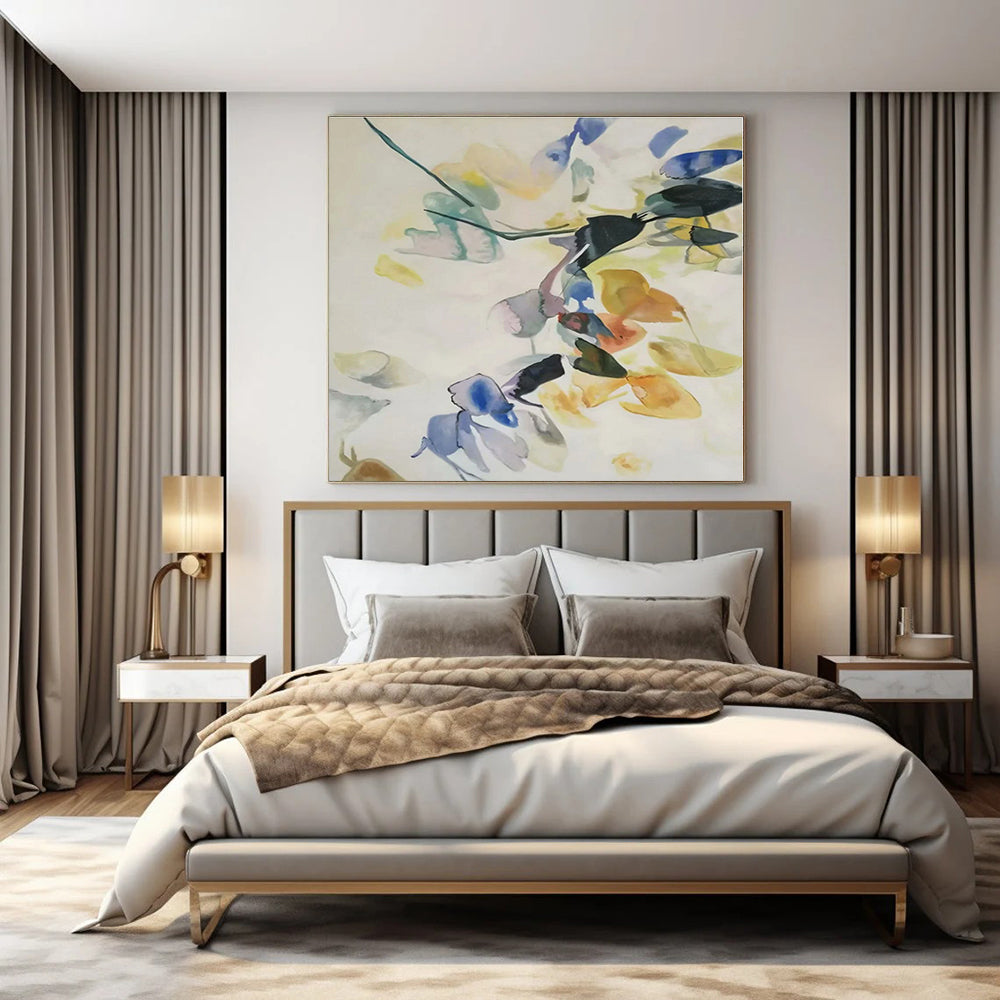 Pastel Colors with Abstract Floral Shapes "Soft Blooms" Abstract Painting On Canvas PS1317