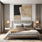 Beige, Black and White with Geometric Shapes "Vintage Geometry" Abstract Painting On Canvas PS1109