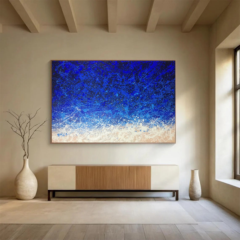 “Blue Gradient Splatter” - Abstract Expressionist Painting On Canvas DKS844