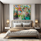 Repeated Colorful Chaos - Vibrant Duplicate Abstract Splatter Painting On Canvas PS1227