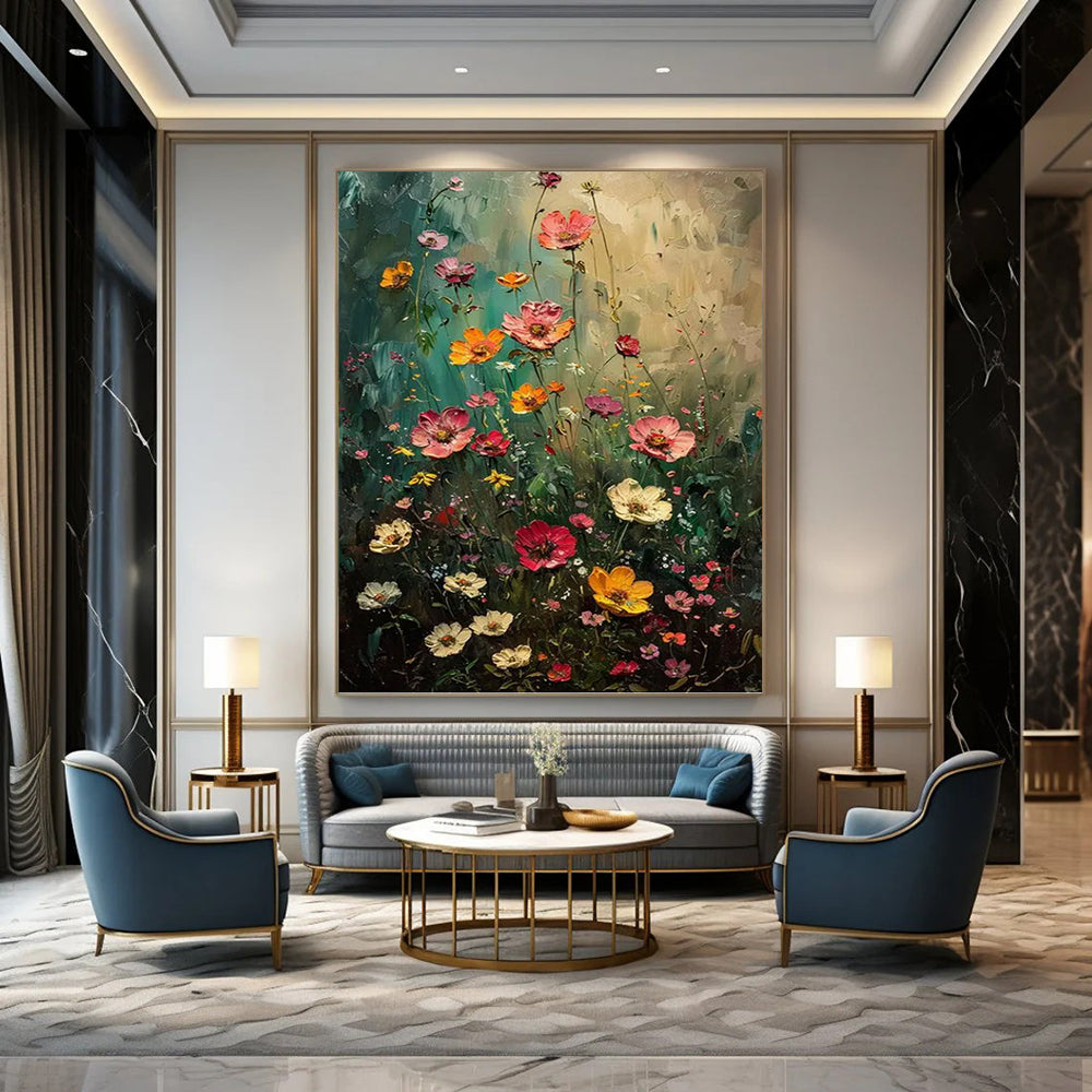 “Colorful Wildflower Meadow” - Floral, Impressionistic Painting On Canvas PT1554