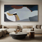“Blue - Grey - Brown Abstract Geometric Forms” - Modern Abstract Painting On Canvas PS0342