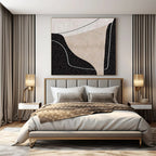Beige, Black and White with Interconnected Curves "Linked Serenity" Abstract Painting On Canvas PS1105