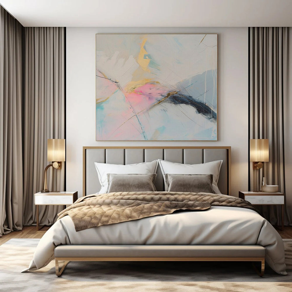 Pastel Hues with Gold Accents "Gilded Dream" Abstract Painting On Canvas PS1179
