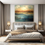 Landscape - Inspired, "Golden Horizon" – Abstract Landscape Painting On Canvas PS1028