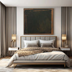 “Dark Green - Brown Framed” - moody Abstract Painting On Canvas PS0150