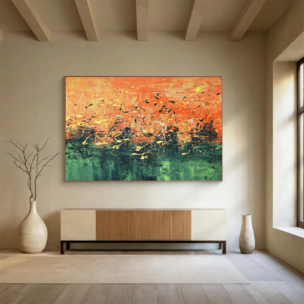 Vibrant Splatter Landscape - Expressive Abstract Painting On Canvas DKS345