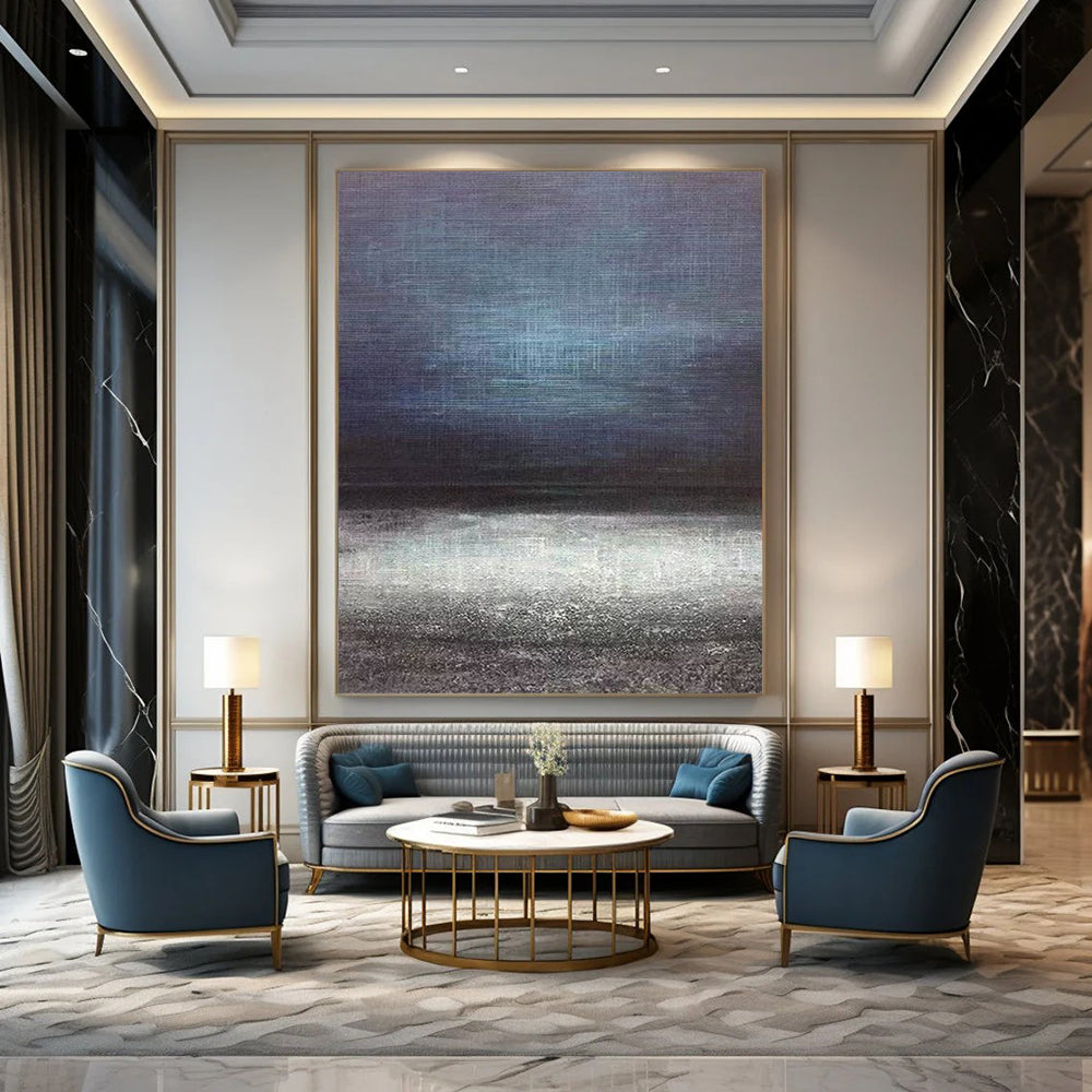 “Dark Tones Minimalist Landscape” - Deep Shades with a Calming Horizon Painting On Canvas DS259