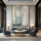 “Gold Tree on Gray - Blue Abstract” - Modern Abstract Painting On Canvas PT1838