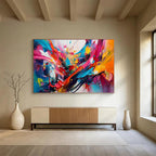 “Explosive Color Fusion” - Bold Rainbow Abstract, Dynamic Acrylic Splatter Painting On Canvas DKS690