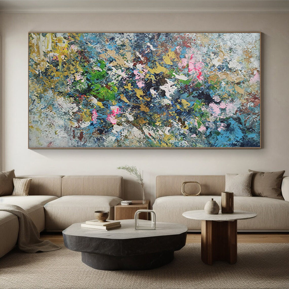“Colorful Abstract Floral Burst” - Abstract Impasto Painting On Canvas PS0017