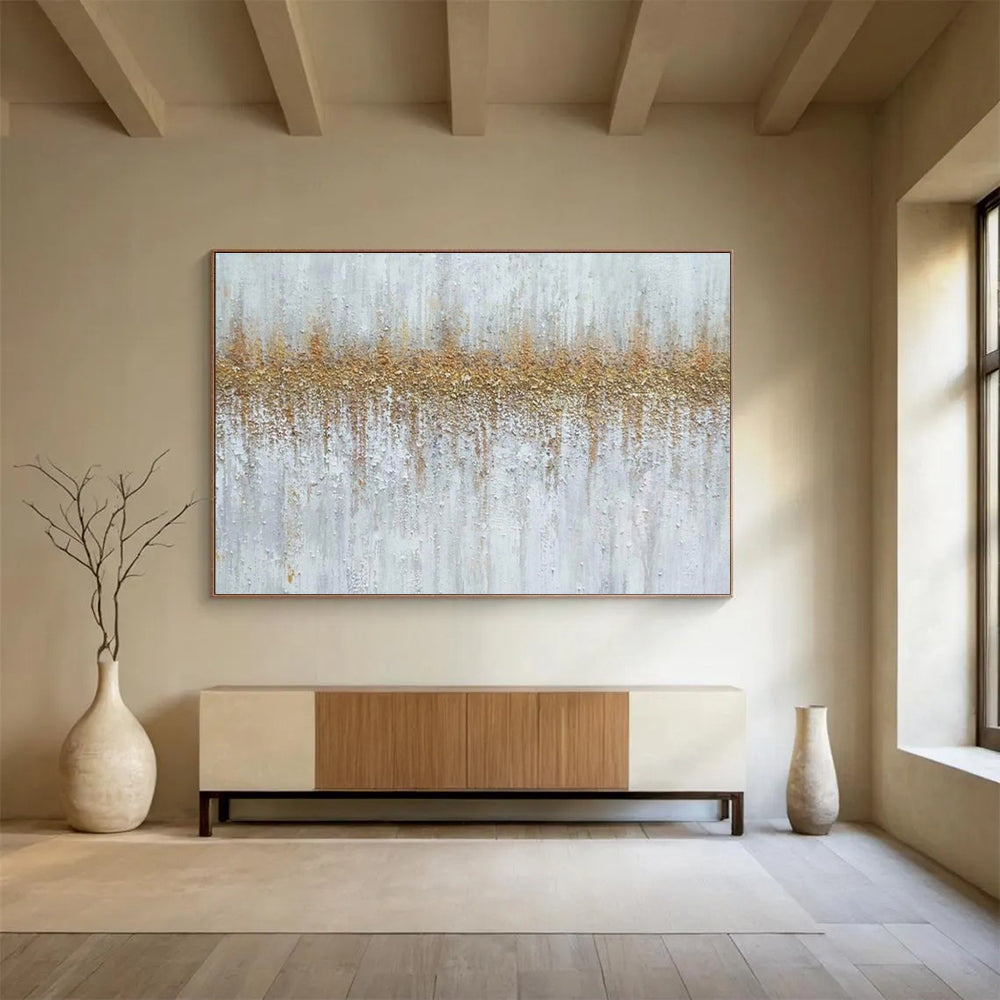 “White - Gold Textured Elegance” Painting On Canvas DKS302