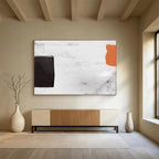 “Minimalist Black, White, and Orange Abstract” - Bold Abstract Painting On Canvas PT146