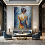 Blue & Orange Figure, Impressionistic Palette, Painting On Canvas PT2137