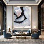 “Black & White Abstract Petals” - Contrasting Hues with Soft Shapes Painting On Canvas DS228