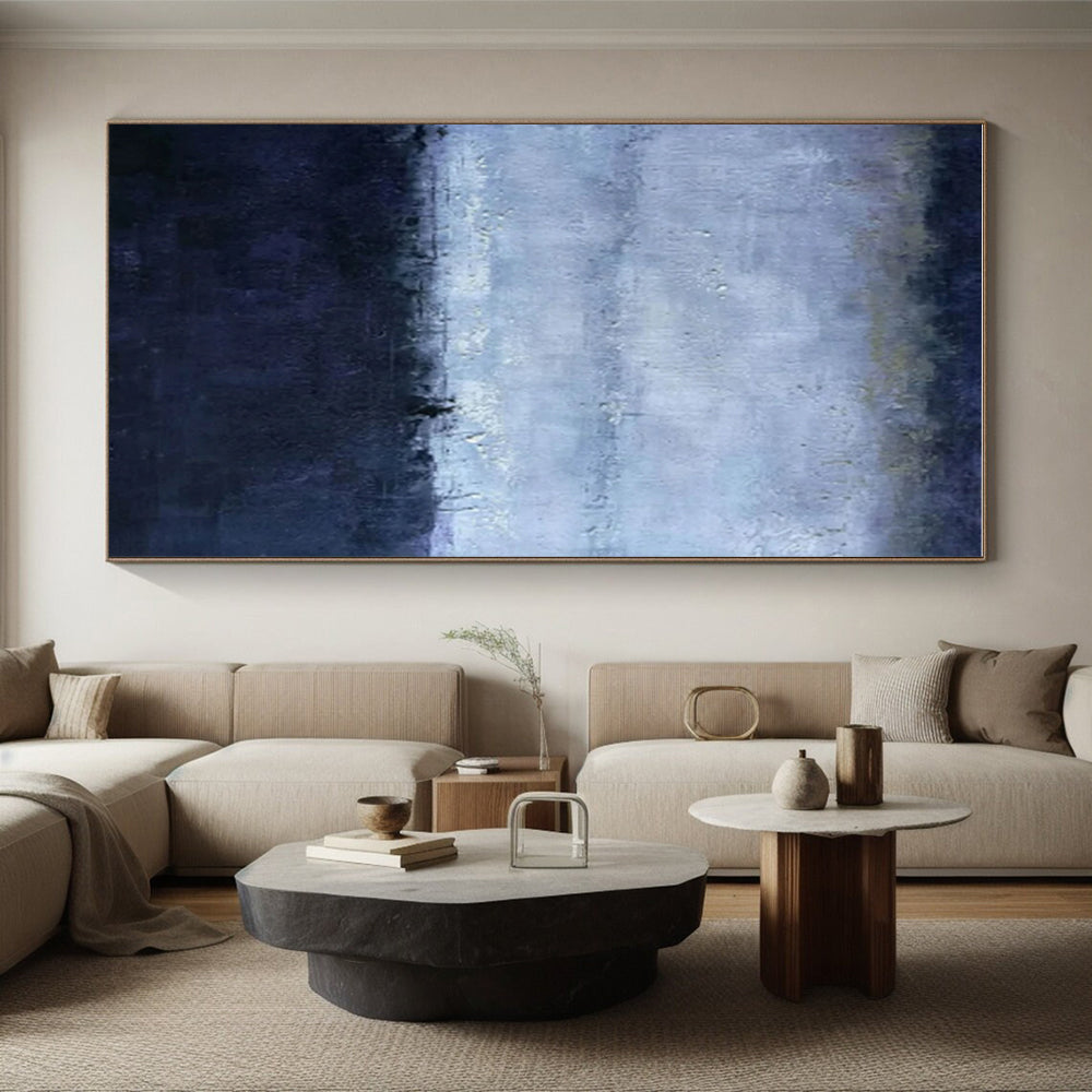 Cool Blue - Gray Layers, "Midnight Calm" – Abstract Landscape Painting On Canvas PS0897