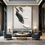 “Black and White Textured Strokes” - Abstract, Tactile - Styled Painting On Canvas PT1669