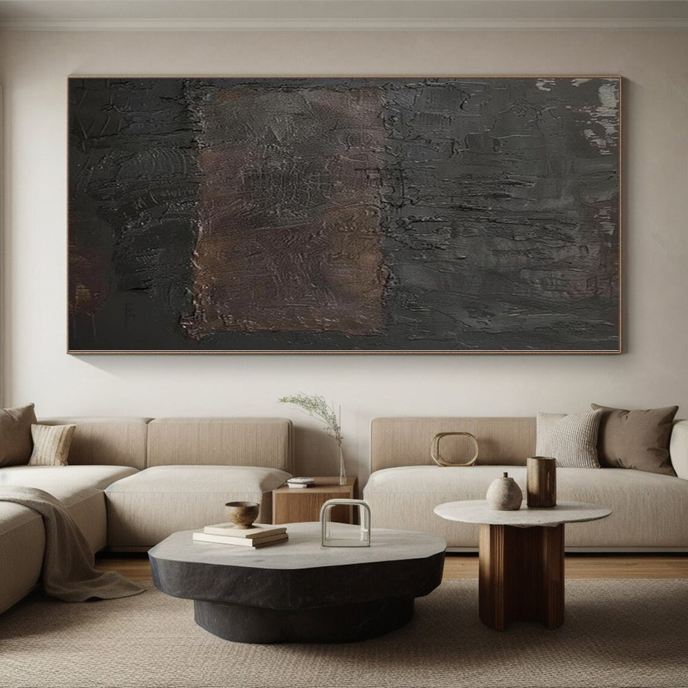 “Dark Textured Abstract” - Mysterious Abstract Painting On Canvas PS0103