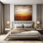 Warm Sunset Reflections, "Ember Horizon" – Abstract Landscape Painting On Canvas PS0917