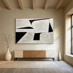 “Monochrome Geometric Abstraction” - Abstract Painting on Canvas, Suits Studio & Hallway DKS582