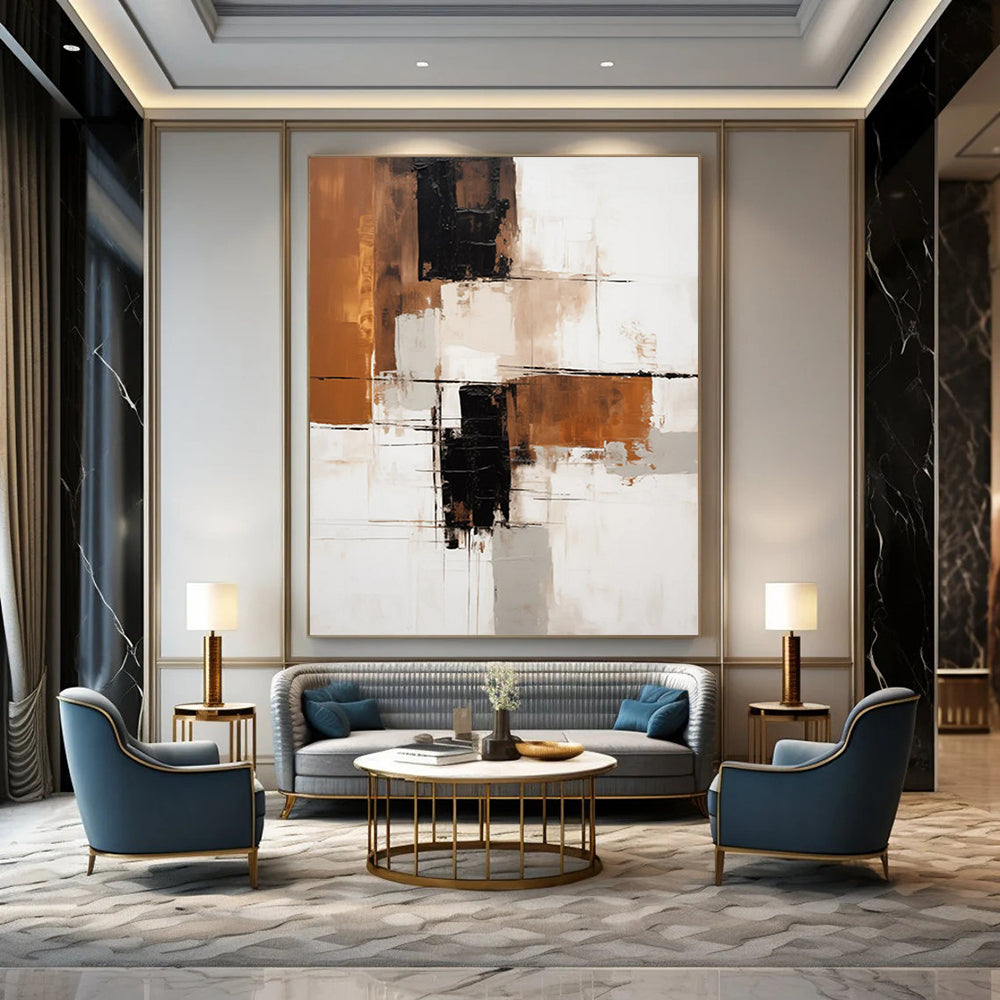 “Brown & Black Geometry” - Subtle Tonal Abstract Composition Painting On Canvas DS129