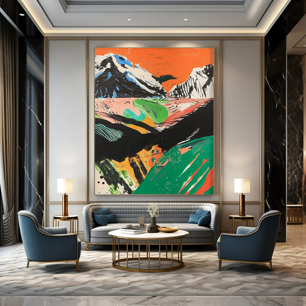 Colorful Mountain Landscape Painting On Canvas DS092
