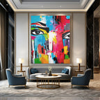“Vibrant Abstract Face” - Expressionist Pop - Art Painting On Canvas PT2220