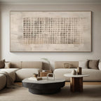 “Beige - Gray Grid Abstract” - Minimalist Abstract Painting On Canvas PS0091