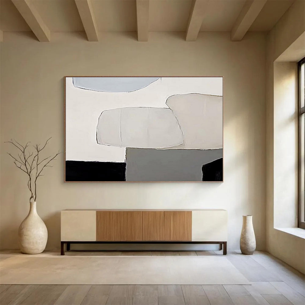 “Soft - Toned Minimalist Abstract Shapes” - Minimalist Abstract Painting, Great for Nursery & Guest Room DKS597