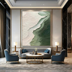 “Green - White - Light Green Textured Abstract” - Minimalist Abstract Painting On Canvas PT1382