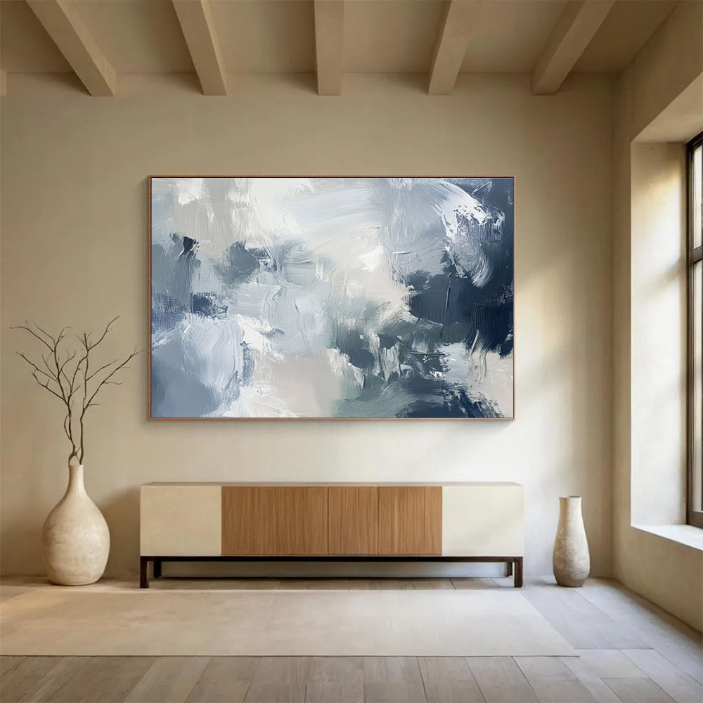 “Blue - Grey Abstract Clouds” Abstract Painting On Canvas DKS237