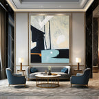 “Black, White, and Color Accents” - Abstract Still Life Painting On Canvas PT2378