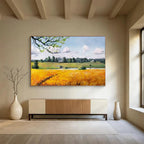 “Sunny Rural Field” - Realistic Landscape Painting On Canvas PT208