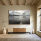 “Monochrome Cloudy Lake Reflection” - Minimalist Landscape Painting On Canvas PT124