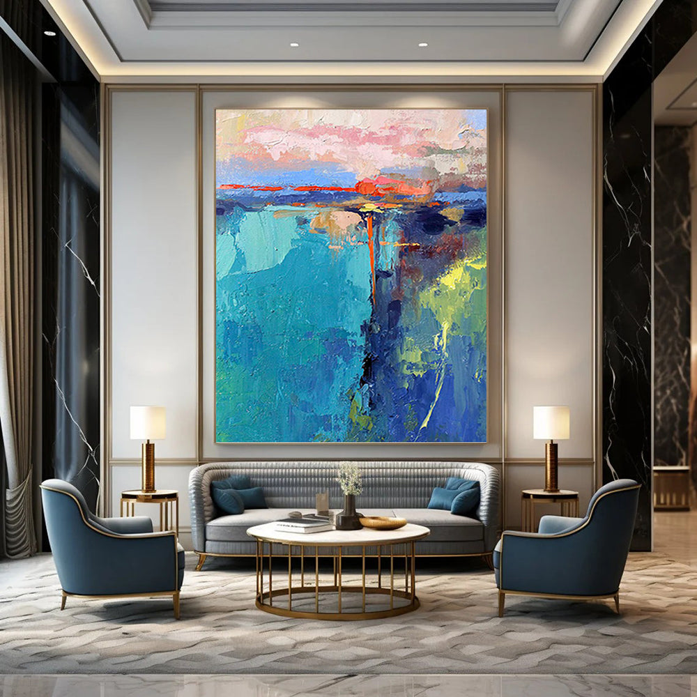 “Colorful Coastal Abstract” - Impressionistic Abstract Painting On Canvas PT1030