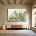 “Green Leaf Textures” - Natural Green “Botanical Touch” Painting On Canvas PT1652