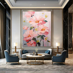 “Textured Pink Flower Bouquet” - Impasto Floral Painting On Canvas PT1905