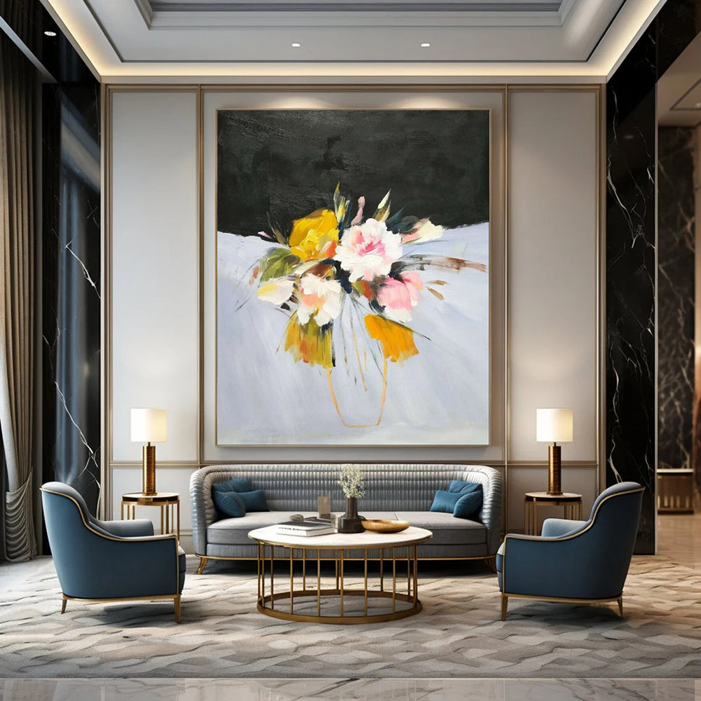 “Vibrant Floral Bouquet” - Abstract Floral Painting On Canvas PT1995