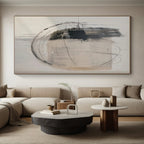 “Dynamic Black - White Abstract with Circular Lines” - Expressive Abstract Painting On Canvas PS0273